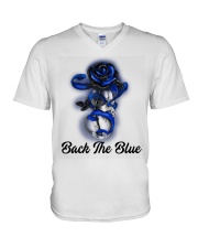 Blue Rose Back The Blue V-Neck T-Shirt tile