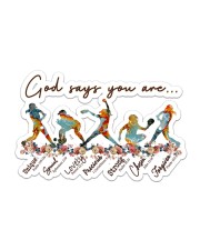 God Says You Are Softball Sticker tile