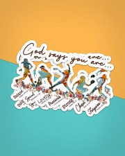God Says You Are Softball Sticker - 2 pack (Horizontal) aos-sticker-2-pack-horizontal-lifestyle-front-02