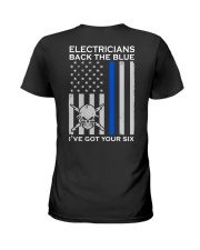 Electricians Back The Blue 2 Sides Ladies T-Shirt tile