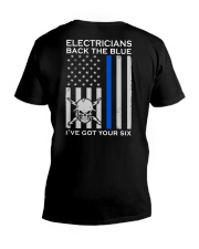 Electricians Back The Blue 2 Sides V-Neck T-Shirt tile