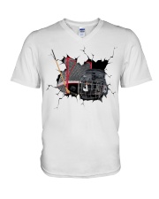Hockey Crack V-Neck T-Shirt tile
