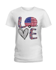 Love Camping Independence Day Ladies T-Shirt tile