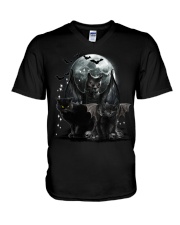 Black Cat Dark Gods V-Neck T-Shirt tile