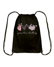 Peace Love Knitting Drawstring Bag tile
