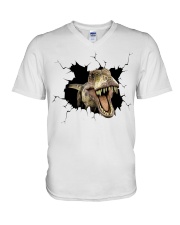 T Rex Crack V-Neck T-Shirt tile