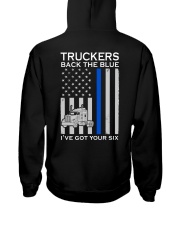 Trucker Back The Blue 2 Sides Hooded Sweatshirt tile