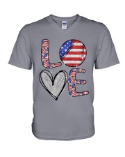 Baseball Love Independence Day V-Neck T-Shirt tile