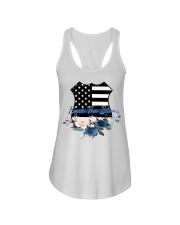Police Back The Blue Watercolor Ladies Flowy Tank tile