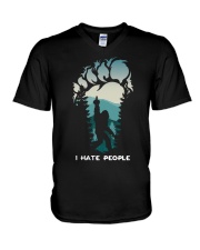 Bigfoot Middle Finger V-Neck T-Shirt tile