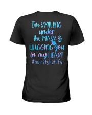 Hairstylist Smiling Under The Mask Hug heart Ladies T-Shirt tile