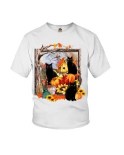 Black Cat Happy Thankgiving Youth T-Shirt tile