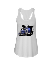 Steel blue Truck Crack Ladies Flowy Tank tile