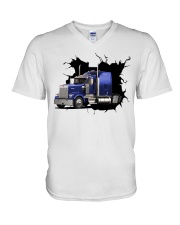Steel blue Truck Crack V-Neck T-Shirt tile