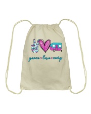 Peace Love Camping Classic T-Shirt Drawstring Bag tile
