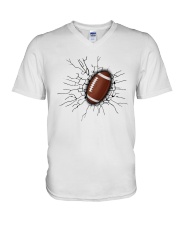 American football cracked V-Neck T-Shirt tile