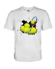 Tennis Crack Sticker V-Neck T-Shirt tile