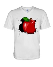 Teacher crack V-Neck T-Shirt tile