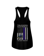 Custom Truckers Back The Blue Back 2 Sides Ladies Flowy Tank tile