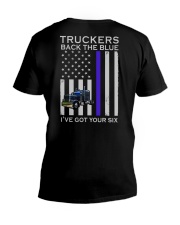 Custom Truckers Back The Blue Back 2 Sides V-Neck T-Shirt tile