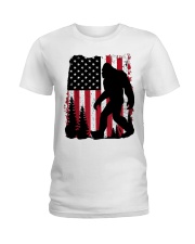 Bigfoot Sasquatch I Believe Tshirt Patriot Americ Ladies T-Shirt tile
