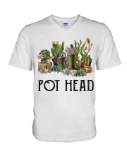 Garden Pot Head Succulent V-Neck T-Shirt tile