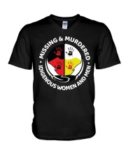 Missing Murdered Idigenous Women and Men V-Neck T-Shirt tile