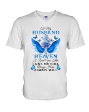 To My Husband In Heaven V-Neck T-Shirt tile