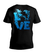 Dolphin Blue Rain 2 Sides V-Neck T-Shirt tile