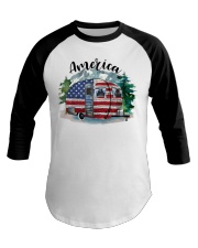 Camping America Flag Baseball Tee tile