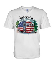 Camping America Flag V-Neck T-Shirt tile