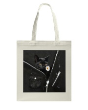 Black Cat Black Leather Tote Bag tile