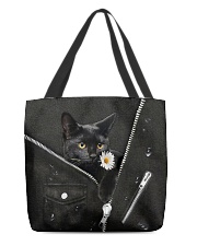 Black Cat Black Leather All-over Tote front