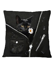 Black Cat Black Leather Square Pillowcase tile