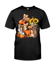 Cat Sunflower Pumpkin Classic T-Shirt front