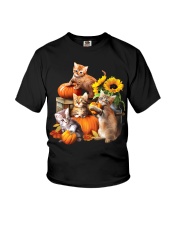 Cat Sunflower Pumpkin Youth T-Shirt tile