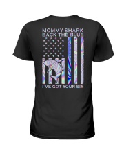 Mommy Shark Back The Blue 2 Sides Ladies T-Shirt back