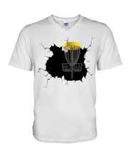 Disgolf crack V-Neck T-Shirt tile