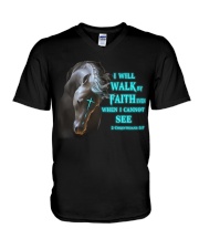 Horse I Will Wark By Faith V-Neck T-Shirt tile