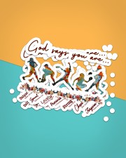 God Says You Are Softball Sticker - 2 pack (Horizontal) aos-sticker-2-pack-horizontal-lifestyle-front-02