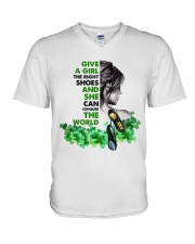 Irish Dancing Girl Give A Girl The Right Shoes V-Neck T-Shirt tile