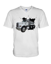 378 P Triaxle dump V-Neck T-Shirt tile