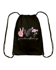 Peace Love Flamingo Drawstring Bag tile