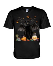 Black Cat Halloween V-Neck T-Shirt tile