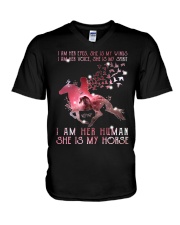 I Am Her Human She Is My Horse V-Neck T-Shirt tile