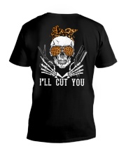 Hairdresser I'll Cut You Back V-Neck T-Shirt tile