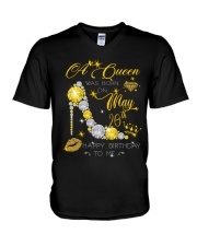 A queen was born on april 20th V-Neck T-Shirt tile
