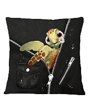 Turtle Black Leather Square Pillowcase tile