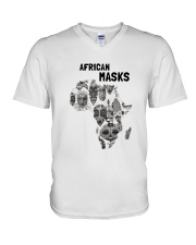 African mask 2black V-Neck T-Shirt thumbnail