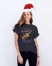 God - Lion - Us Flag - T-Shirt Classic T-Shirt lifestyle-holiday-crewneck-front-1